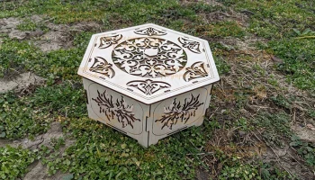 Макет "Шаблон шестигранной деревянной коробки"