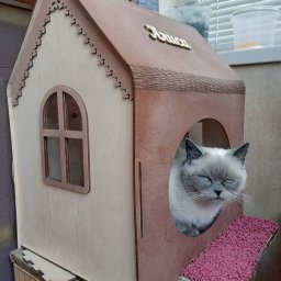 Макет "Деревянный домик для кошки мебель для кошек подарок любителю кошек" 0