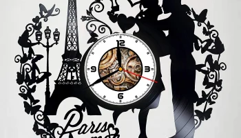 Макет "Настенные часы с виниловой пластинкой Paris france mon amour"