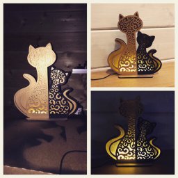 Макет "Кошка и котенок ночник светильник домашний декор" 1
