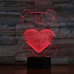 Макет "Мишка сердце 3d лампа" 0