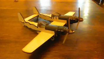 Макет "Деревянный двухпропеллерный самолет Twin Mustang шаблон"