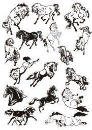Коллекция векторных рисунков с наклейками лошадей 0