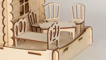 Макет "Мебель для кукольного дома миниатюрная кровать стол стул"