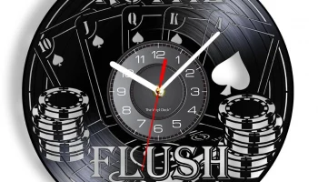 Макет "Роял флеш покер настенные часы карточные игры виниловая пластинка настенный декор"