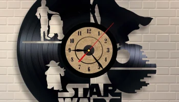 Макет "Виниловая пластинка часы звездные войны декор стены"