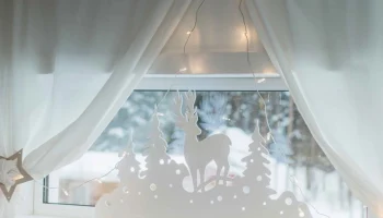 Макет "Новогодний декор окна олень подставка для окна"