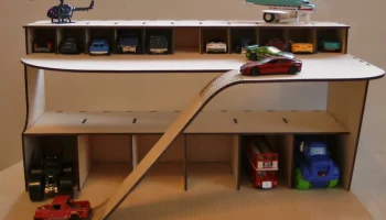 Макет "Деревянный игрушечный гараж для парковки автомобилей"