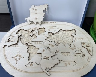 Макет "Деревянная карта мира головоломка" 0