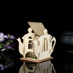 Макет "Деревянный чайник в форме чайного домика диспенсер для чайных пакетиков" 1