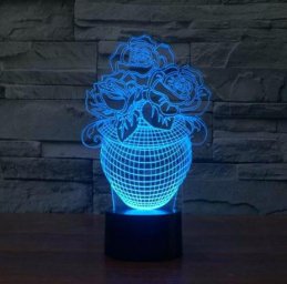 Макет "Роза в вазе 3d иллюзионная лампа светодиодные ночники" 0