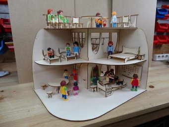 Макет "Современный дом деревянный кукольный домик 3мм игрушки для детей" 0