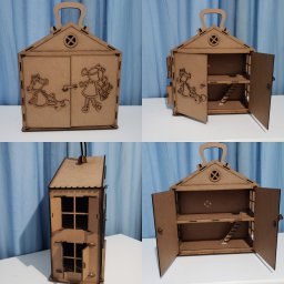 Макет "Портативный деревянный кукольный домик с работающими дверями" 0