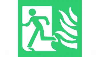Layout "High security fire exit symbol with flame on the left sign" #590625317