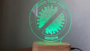 Макет "Акриловая лампа знак свободной зоны от коронавируса"