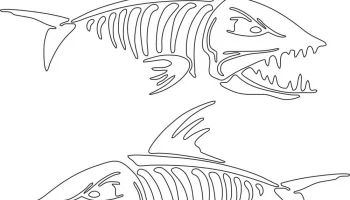 Макет "Скелет рыбы векторное украшение"