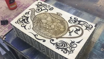 Макет "Декоративная коробка для чая с гравировкой рисунка чайника заварочного чайника"