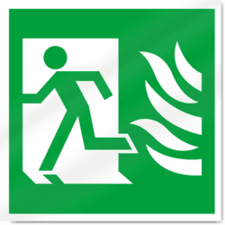 Макет "Символ пожарного выхода высокой безопасности с пламенем слева знак-2930" 0