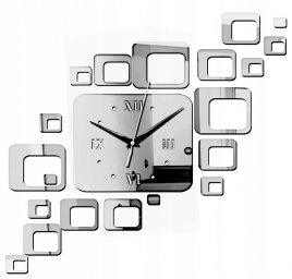 Макет "Современные настенные часы с квадратным зеркалом" 1