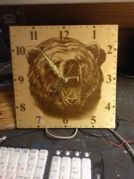 Макет "Шаблон часов с медведем для лазерной гравировки" 0