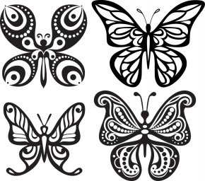 Силуэты татуировок бабочек 0