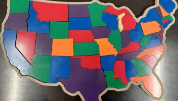 Макет "Деревянная карта США для детей"