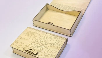 Макет "Деревянная коробка для книг с застежкой шаблон"