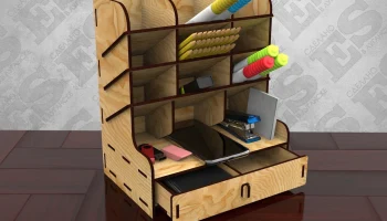 Макет "Деревянный настольный органайзер с ящиками держатель ручки ящик для хранения"