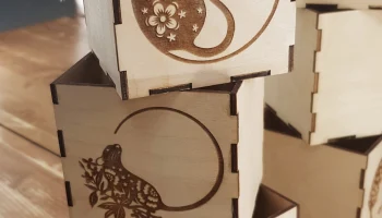Макет "Новогодние декоративные деревянные коробки с гравировкой"