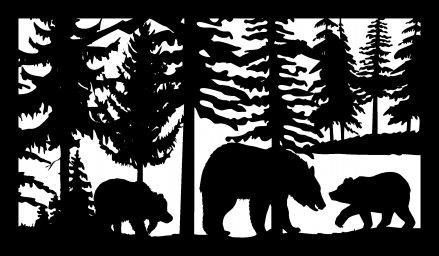 Макет "30 x 48 медведица с двумя медвежатами деревья плазменная живопись" 0