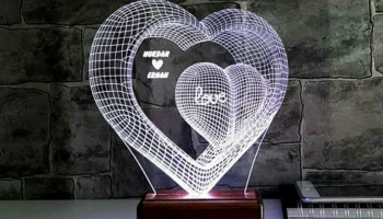 Макет "Два сердца 3d оптическая иллюзия лампа светодиодный ночник"