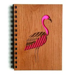 Макет "Деревянная обложка для ежедневника с гравировкой и украшением в виде фламинго" 0