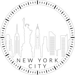 Макет "Шаблон настенных часов с горизонтом Нью-Йорка" 0