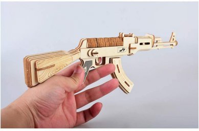 Макет "Модель пистолета-пулемета Ак-47 3d деревянный пазл" 1