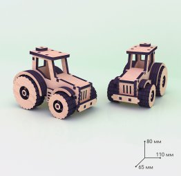 Простая деревянная игрушка трактор 4 мм 0