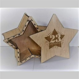 Макет "Деревянная подарочная коробка со звездой" 1