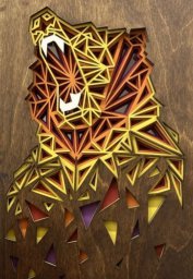 Макет "Декор стены медведь геометрический слоистый арт" 1