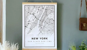 Макет "Лазерная гравировка карты Нью-Йорка плакат настенное искусство"
