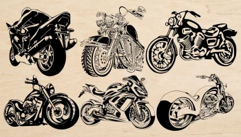 Макет "Декор на тему мотоциклов с гравировкой"