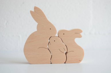 Деревянный кролик головоломка кролик семья пасха дети подарок игрушки 3