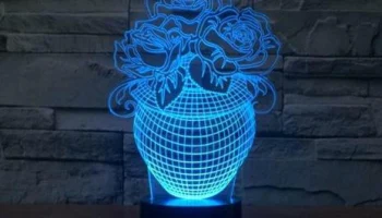 Макет "Роза в вазе 3d иллюзионная лампа светодиодные ночники"