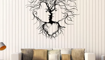 Макет "Влюбленная пара абстрактное дерево настенный декор"