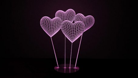 Макет "Сердце 3d иллюзорная лампа" 0