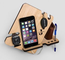 Макет "Деревянный телефон док-станция с держателем ключей бумажник стенд часы органайзер мужчины под 0