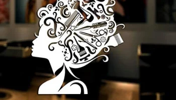 Макет "Лазерная гравировка дамы парикмахерская наклейка парикмахерская девушка плакат"