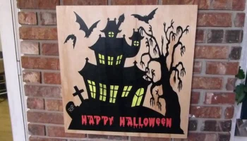 Макет "Хэллоуин жуткий дом знак"