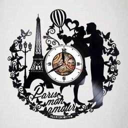 Макет "Настенные часы с виниловой пластинкой Paris france mon amour" 0