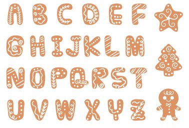 Макет "Печенье буквы алфавита шрифт векторное украшение" 0
