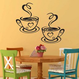 Макет "Пара кофейных чашек кафе чай наклейки на стену кафе арт" 0