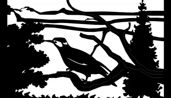 Макет "24 x 36 птица дерево горы металл настенное искусство"